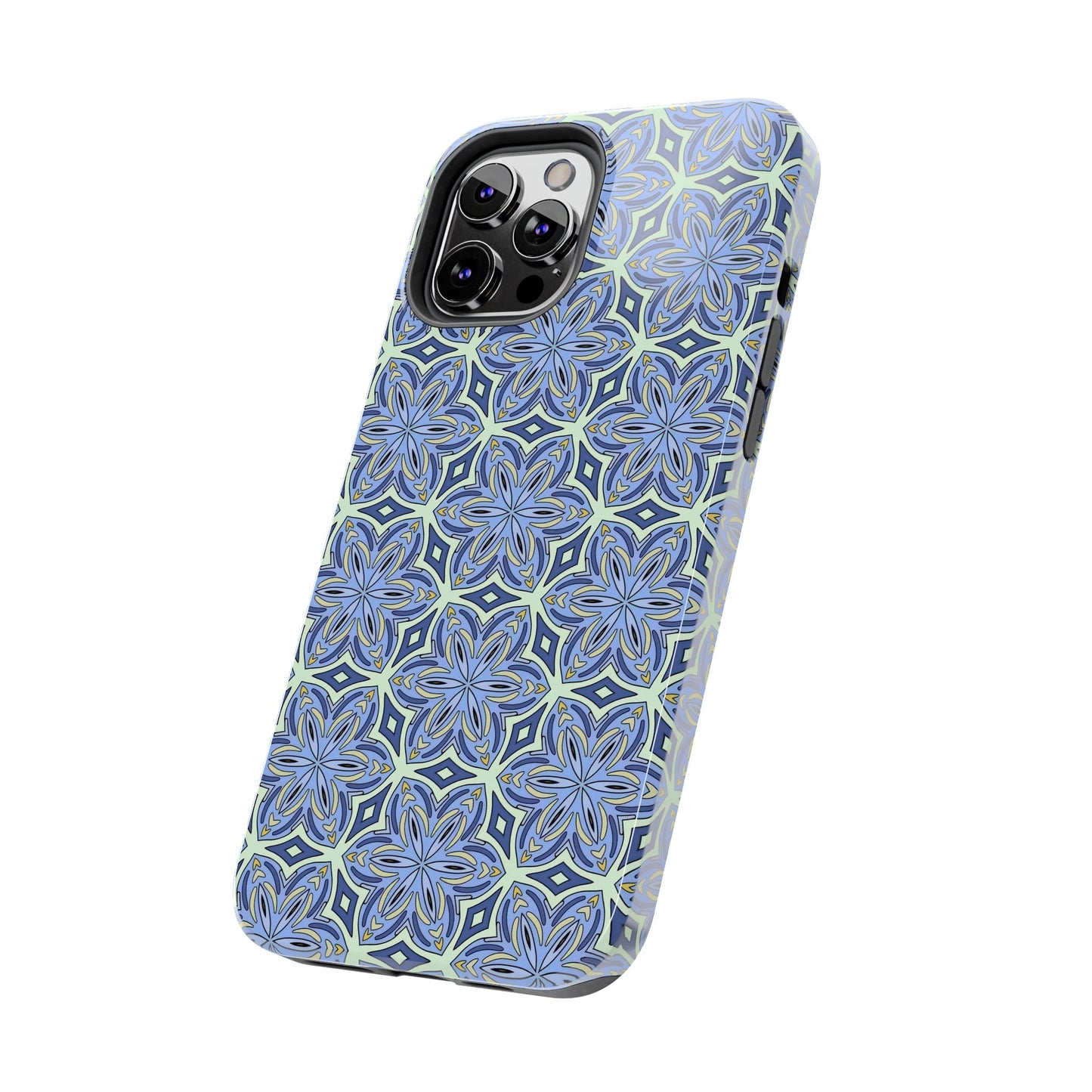Pale Cornflower Blue and Yellow Phone Case – Geometric Floral Protective Cover for iPhone & Android Models