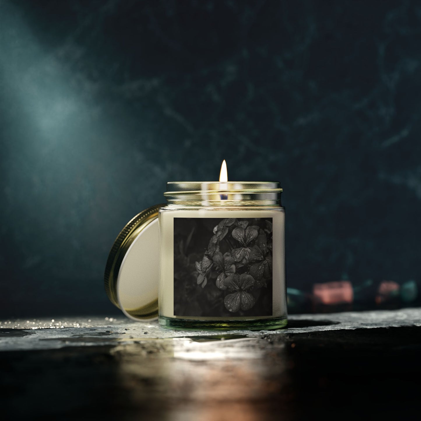 Geranium After a Light Rain Jar Candle – Botanical Photo Candle for Garden-Inspired Home Decor