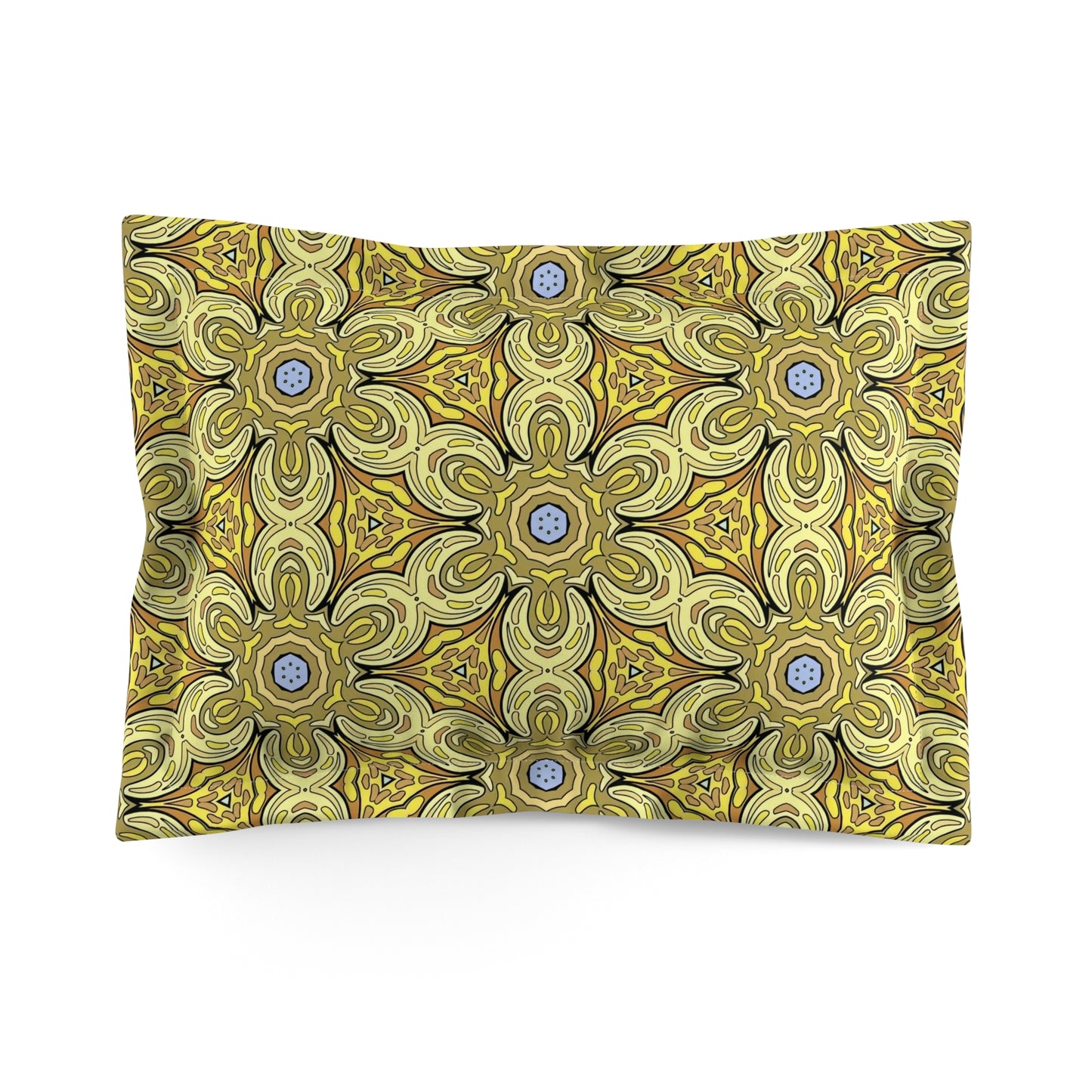 Retro Yellow Flowers Pillow Sham – Colorful Geometric Floral Bedding Decor