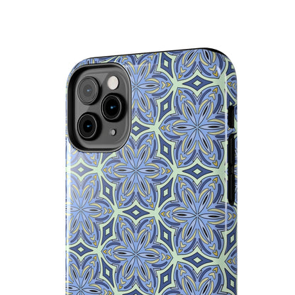 Pale Cornflower Blue and Yellow Phone Case – Geometric Floral Protective Cover for iPhone & Android Models