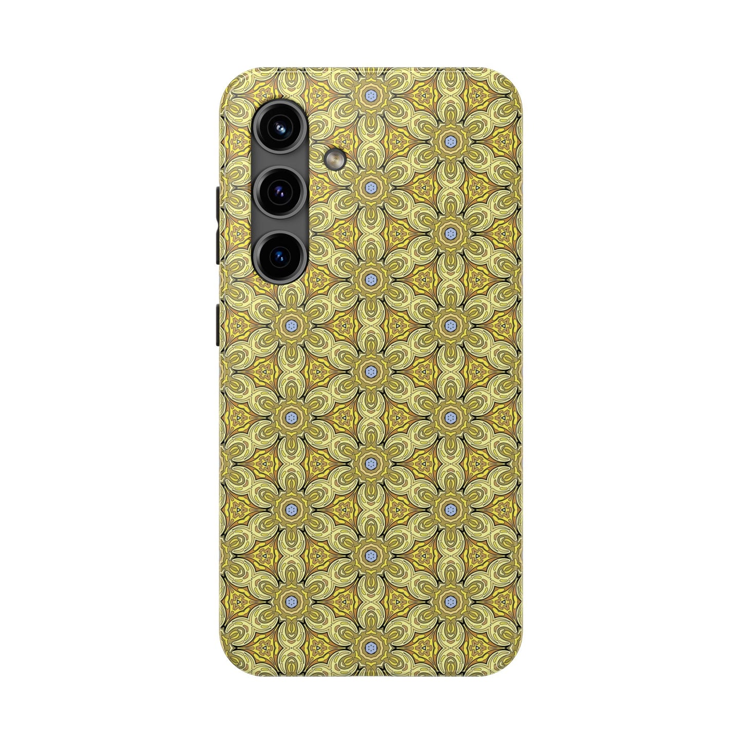 Retro Yellow Flowers Pattern Phone Case – Vibrant Geometric Floral Design for iPhone & Samsung