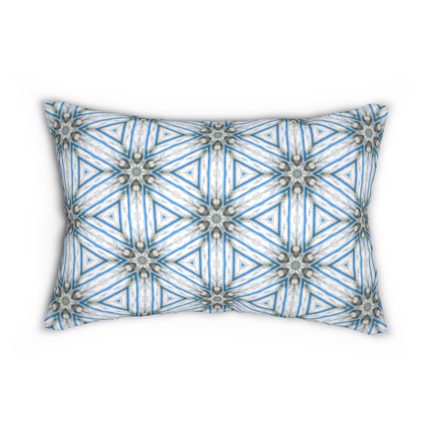 Blue Pollen Path Lumbar Pillow - Kaleidoscope Throw Cushion for Modern Boho or Nordic Decor