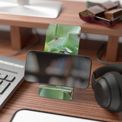 Pale Green Succulent Phone Stand – Modern Botanical Photography Phone Accessory