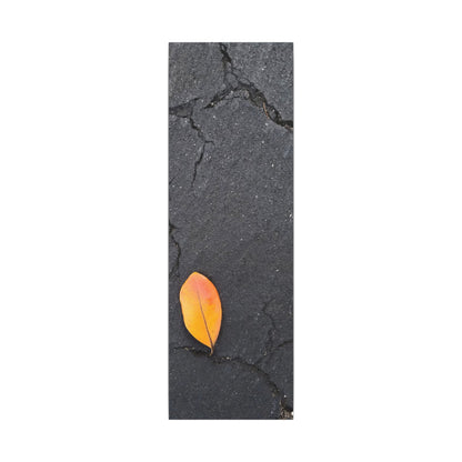 Orange Leaf Against Black Concrete Minimalistic Canvas Print – Contemporary Nature Photography Wall Art