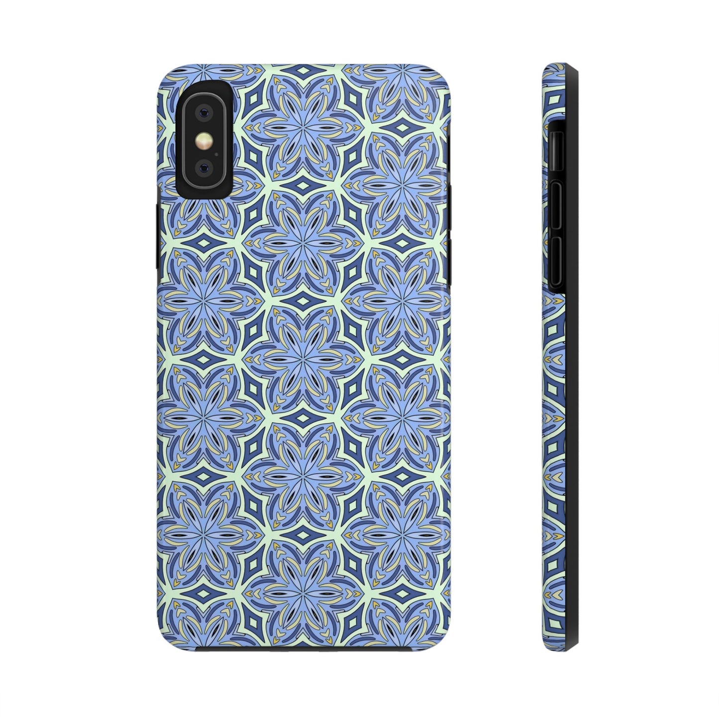 Pale Cornflower Blue and Yellow Phone Case – Geometric Floral Protective Cover for iPhone & Android Models