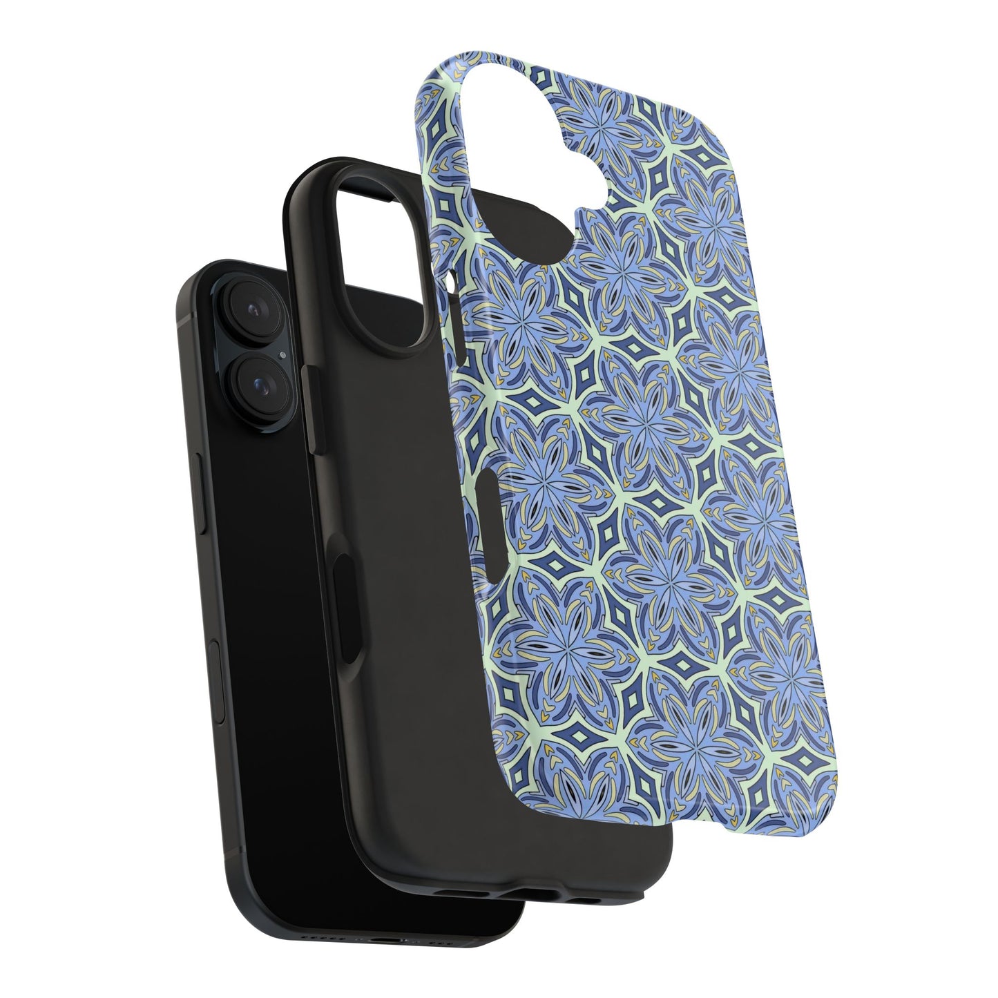 Pale Cornflower Blue and Yellow Phone Case – Geometric Floral Protective Cover for iPhone & Android Models