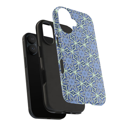 Pale Cornflower Blue and Yellow Phone Case – Geometric Floral Protective Cover for iPhone & Android Models