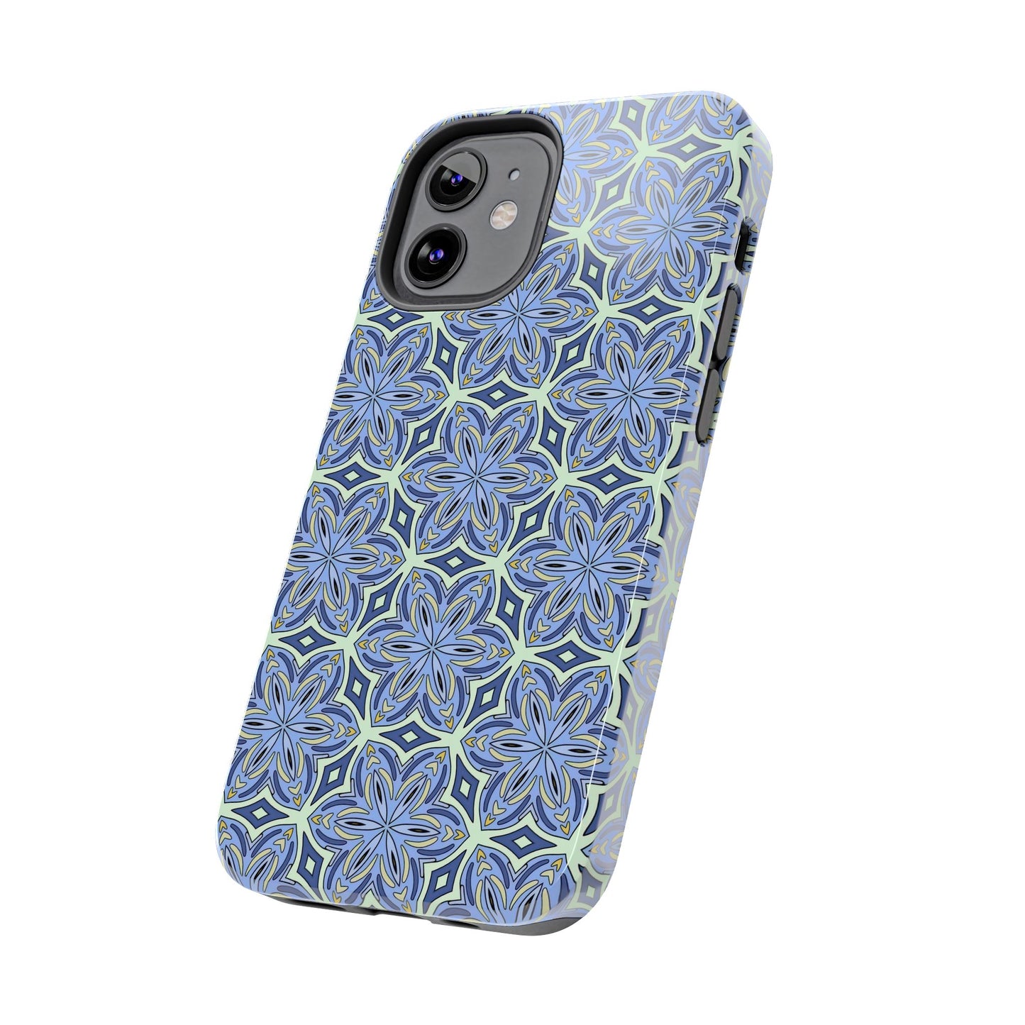 Pale Cornflower Blue and Yellow Phone Case – Geometric Floral Protective Cover for iPhone & Android Models