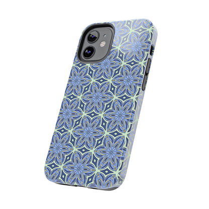 Pale Cornflower Blue and Yellow Phone Case – Geometric Floral Protective Cover for iPhone & Android Models