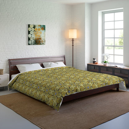 Retro Yellow Flowers Comforter – Geometric Floral Bedding for Modern & Boho Bedrooms