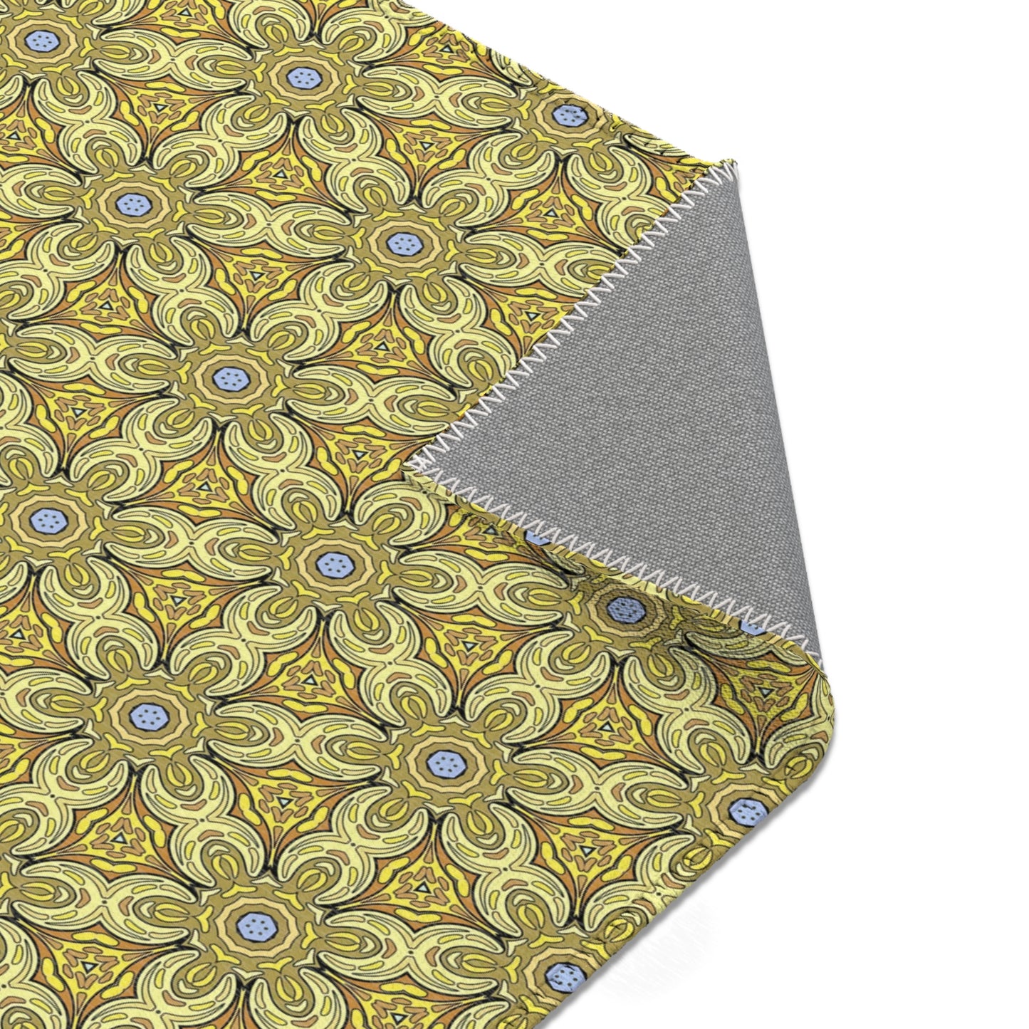 Retro Yellow Flowers Area Rug – Colorful Geometric Floral Rug for Modern Home Decor