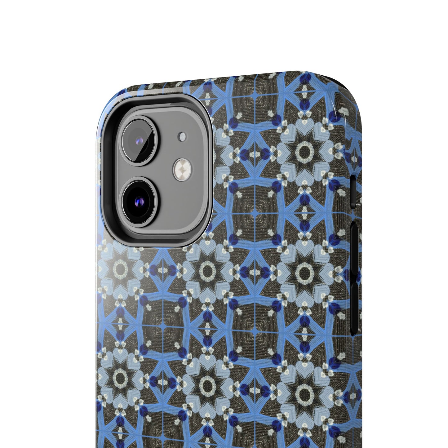 Blue Quilt Pattern Phone Case – Geometric Floral Protective Cover for iPhone & Android Models