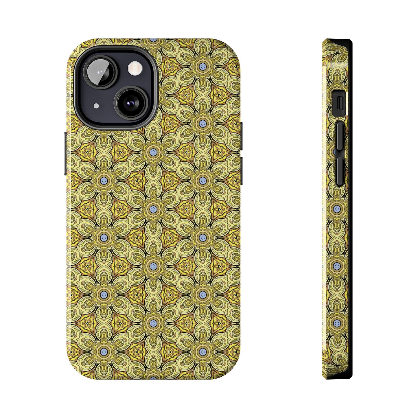 Retro Yellow Flowers Pattern Phone Case – Vibrant Geometric Floral Design for iPhone & Samsung