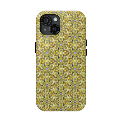 Retro Yellow Flowers Pattern Phone Case – Vibrant Geometric Floral Design for iPhone & Samsung