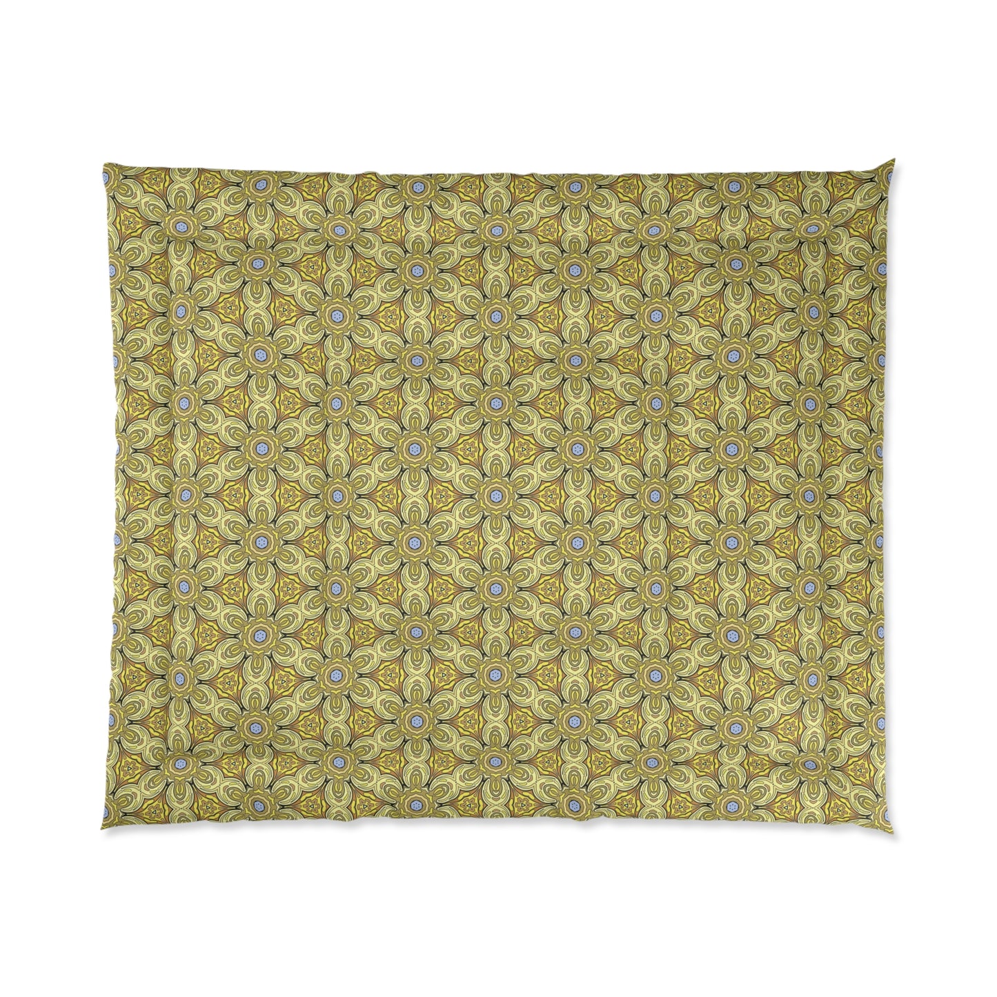 Retro Yellow Flowers Comforter – Geometric Floral Bedding for Modern & Boho Bedrooms