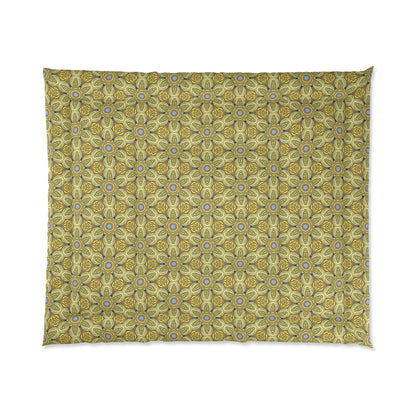 Retro Yellow Flowers Comforter – Geometric Floral Bedding for Modern & Boho Bedrooms
