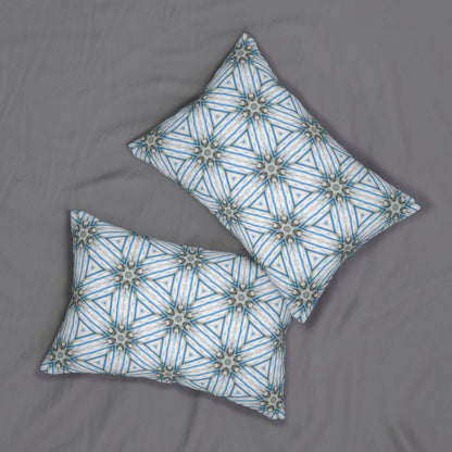 Blue Pollen Path Lumbar Pillow - Kaleidoscope Throw Cushion for Modern Boho or Nordic Decor