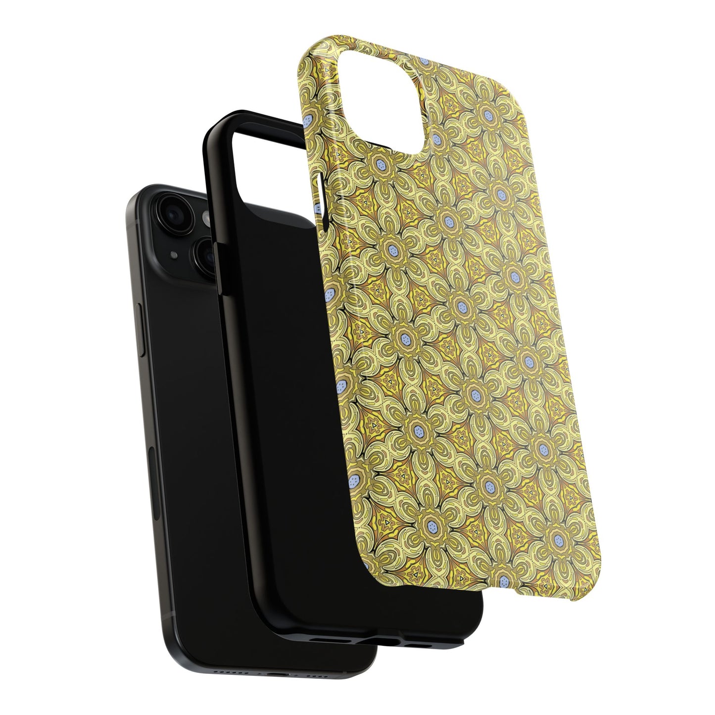 Retro Yellow Flowers Pattern Phone Case – Vibrant Geometric Floral Design for iPhone & Samsung