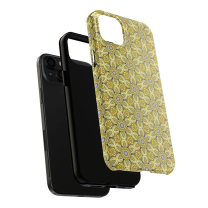 Retro Yellow Flowers Pattern Phone Case – Vibrant Geometric Floral Design for iPhone & Samsung