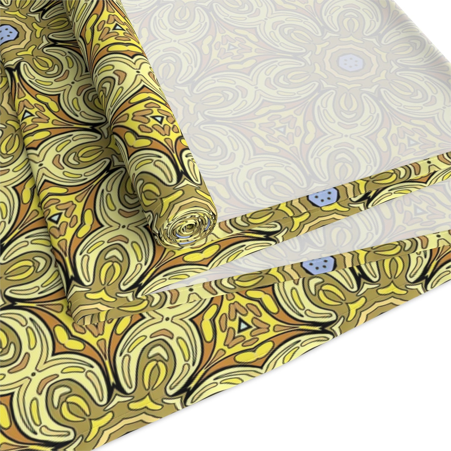 Retro Yellow Flowers Table Runner – Geometric Floral Dining Room & Kitchen Decor