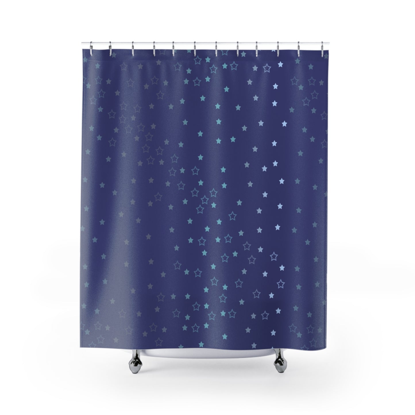 Blue Starfall Shower Curtain – Celestial Night Sky Bathroom Decor, Blue Star Galaxy-Inspired Curtain