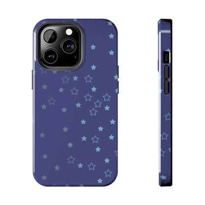 Blue Starfall Tough Phone Case – Celestial Blue Star Cover, Galaxy-Inspired Night Sky iPhone Accessory