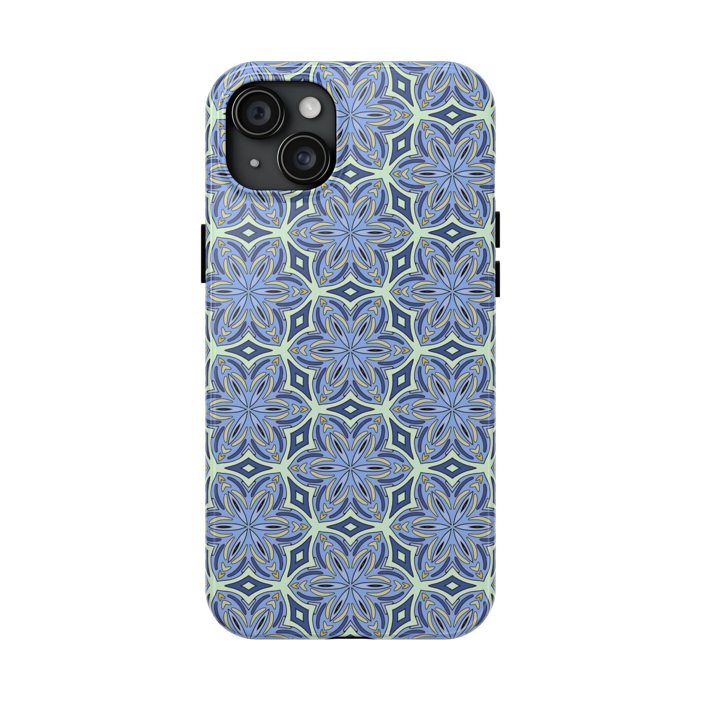 Pale Cornflower Blue and Yellow Phone Case – Geometric Floral Protective Cover for iPhone & Android Models