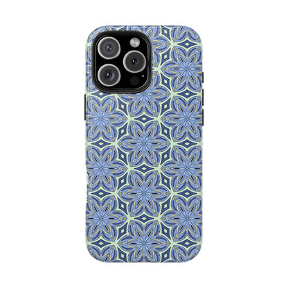 Pale Cornflower Blue and Yellow Phone Case – Geometric Floral Protective Cover for iPhone & Android Models