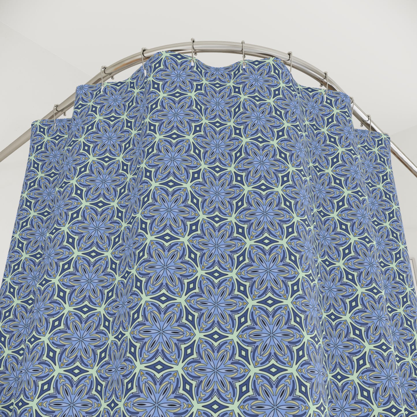 Pale Cornflower Blue and Yellow Shower Curtain – Elegant Floral Botanical Bathroom Decor for a Serene Oasis