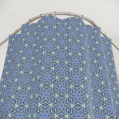 Pale Cornflower Blue and Yellow Shower Curtain – Elegant Floral Botanical Bathroom Decor for a Serene Oasis