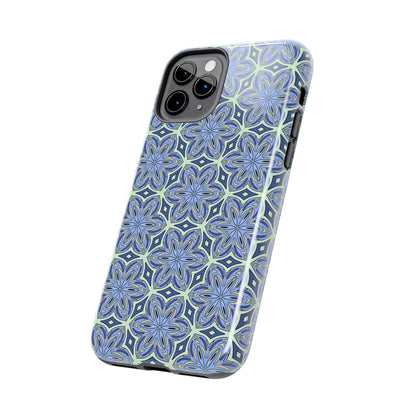Pale Cornflower Blue and Yellow Phone Case – Geometric Floral Protective Cover for iPhone & Android Models