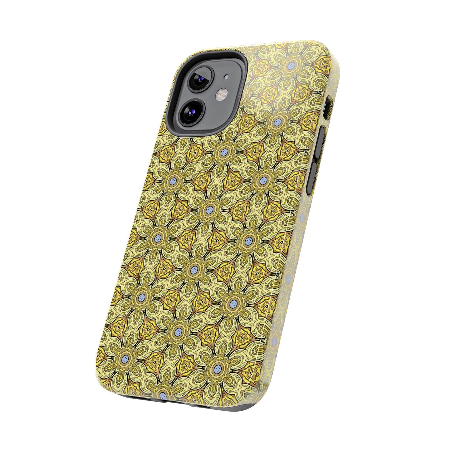 Retro Yellow Flowers Pattern Phone Case – Vibrant Geometric Floral Design for iPhone & Samsung