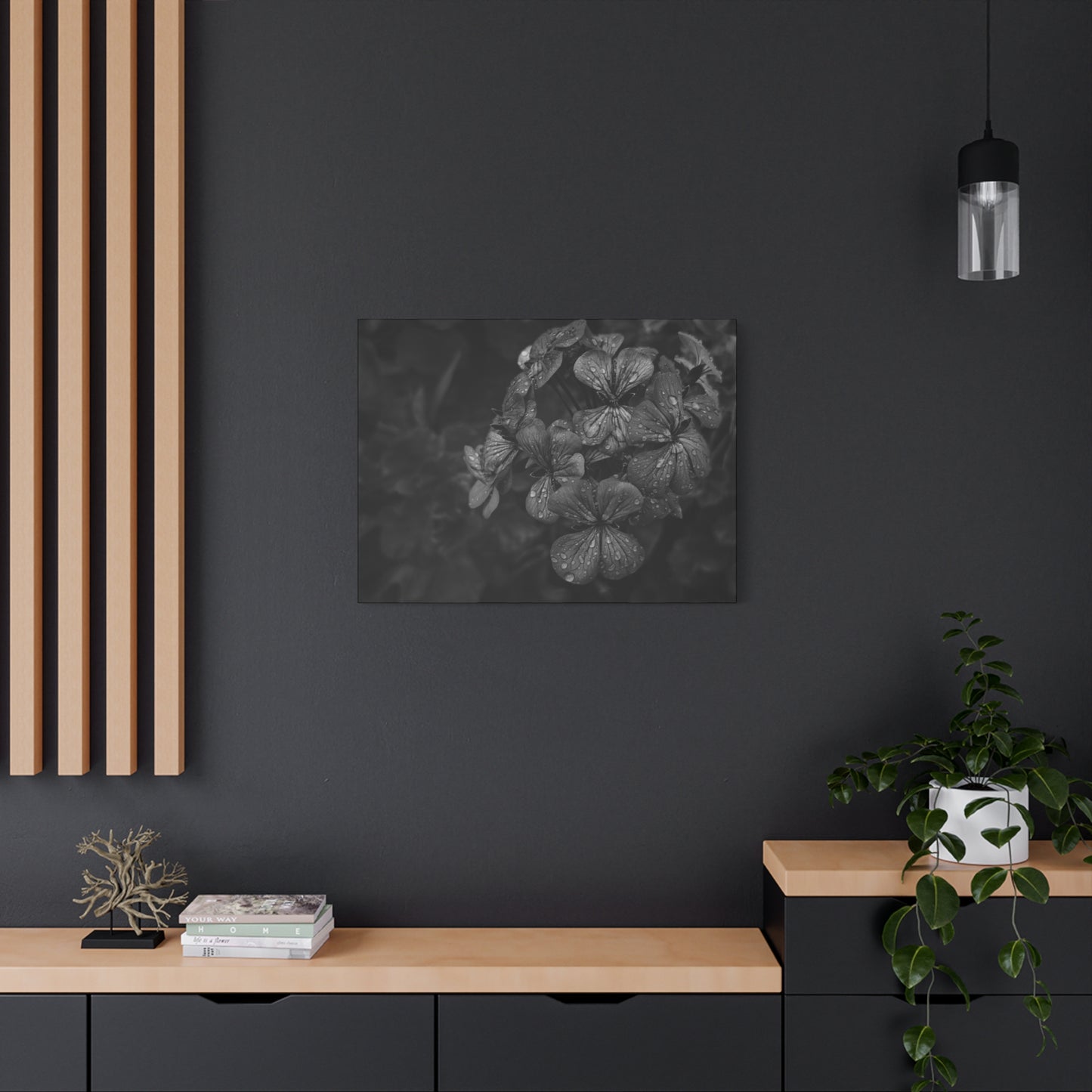 Framed geranium canvas print for minimalist floral lovers
