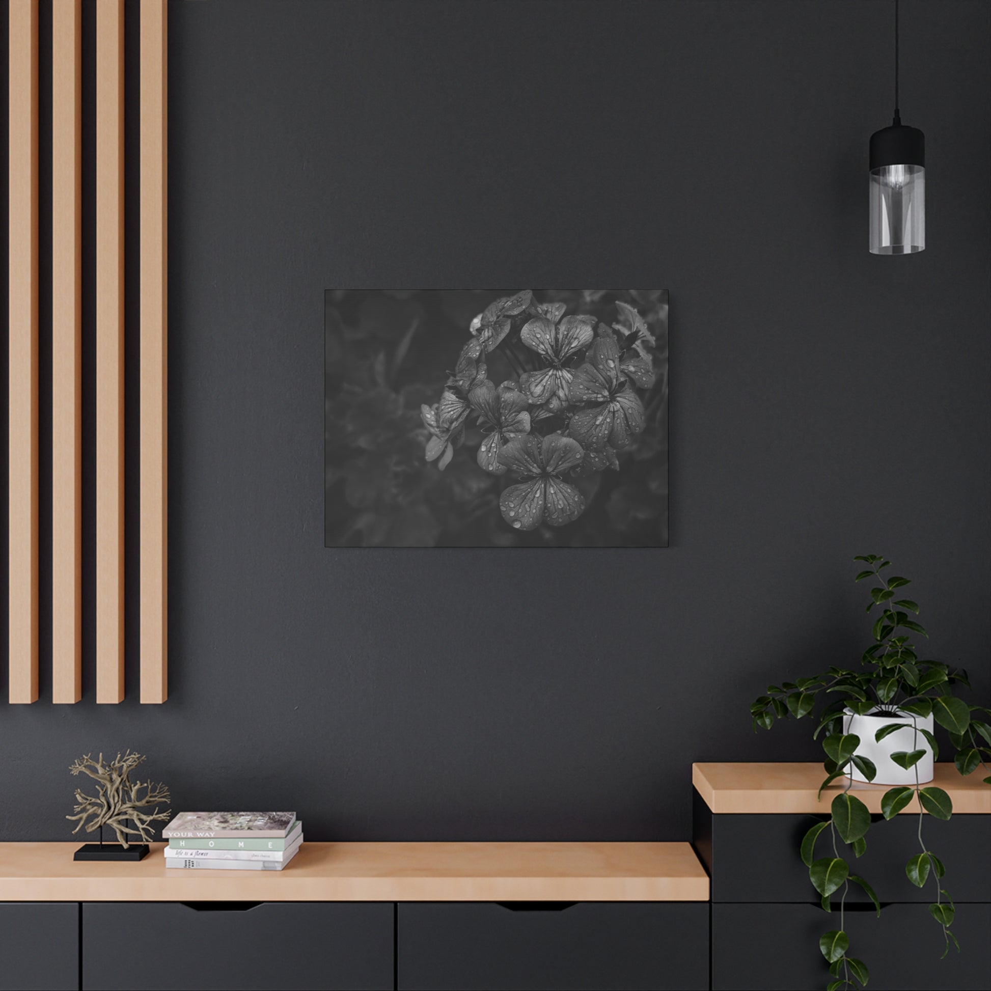 Framed geranium canvas print for minimalist floral lovers