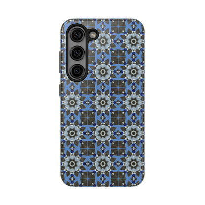 Blue Quilt Pattern Phone Case – Geometric Floral Protective Cover for iPhone & Android Models