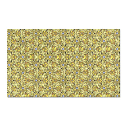 Retro Yellow Flowers Area Rug – Colorful Geometric Floral Rug for Modern Home Decor