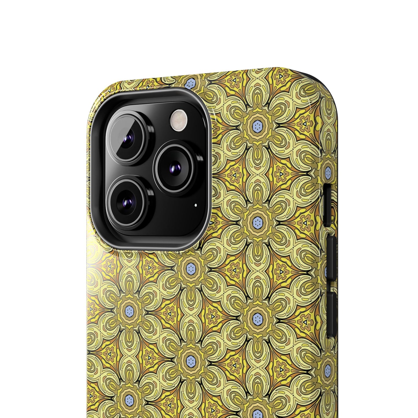 Retro Yellow Flowers Pattern Phone Case – Vibrant Geometric Floral Design for iPhone & Samsung