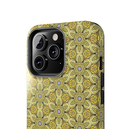 Retro Yellow Flowers Pattern Phone Case – Vibrant Geometric Floral Design for iPhone & Samsung