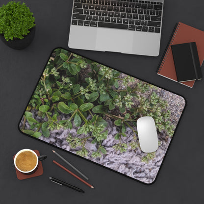 Where the Allseed Grows Desk Mat – Urban Nature Minimalist Botanical Workspace Mat with Concrete Texture Design