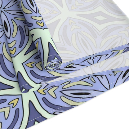 Pale Cornflower Blue and Yellow Table Runner – Elegant Floral Dining Decor for Modern and Traditional Settings