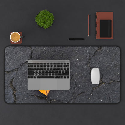 Orange Leaf Against Black Concrete Desk Mat – Minimalist Modern Nature-Inspired Tabletop Decor