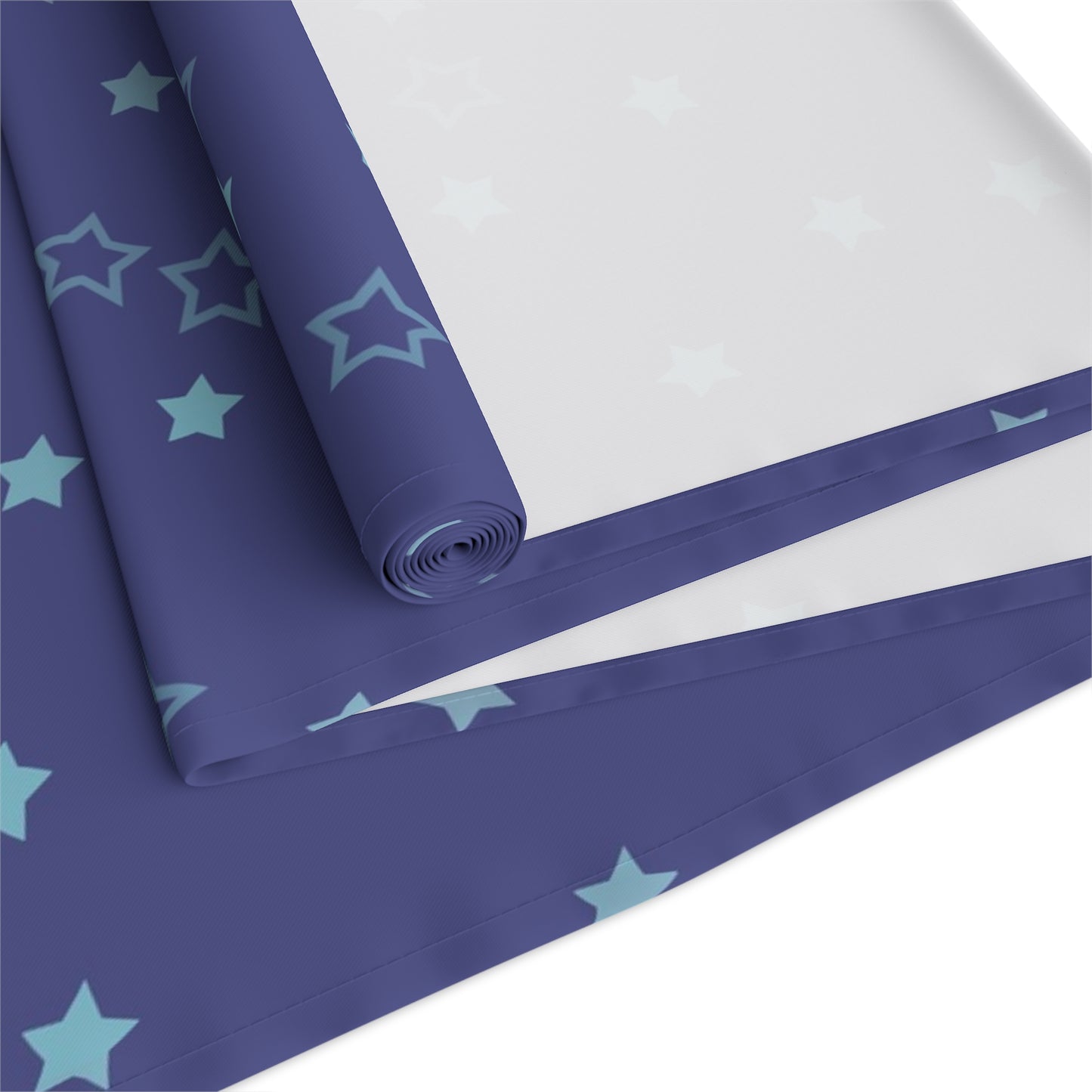 Blue Starfall Table Runner – Celestial Night Sky Decor, Blue Star Table Accent for Dining or Events
