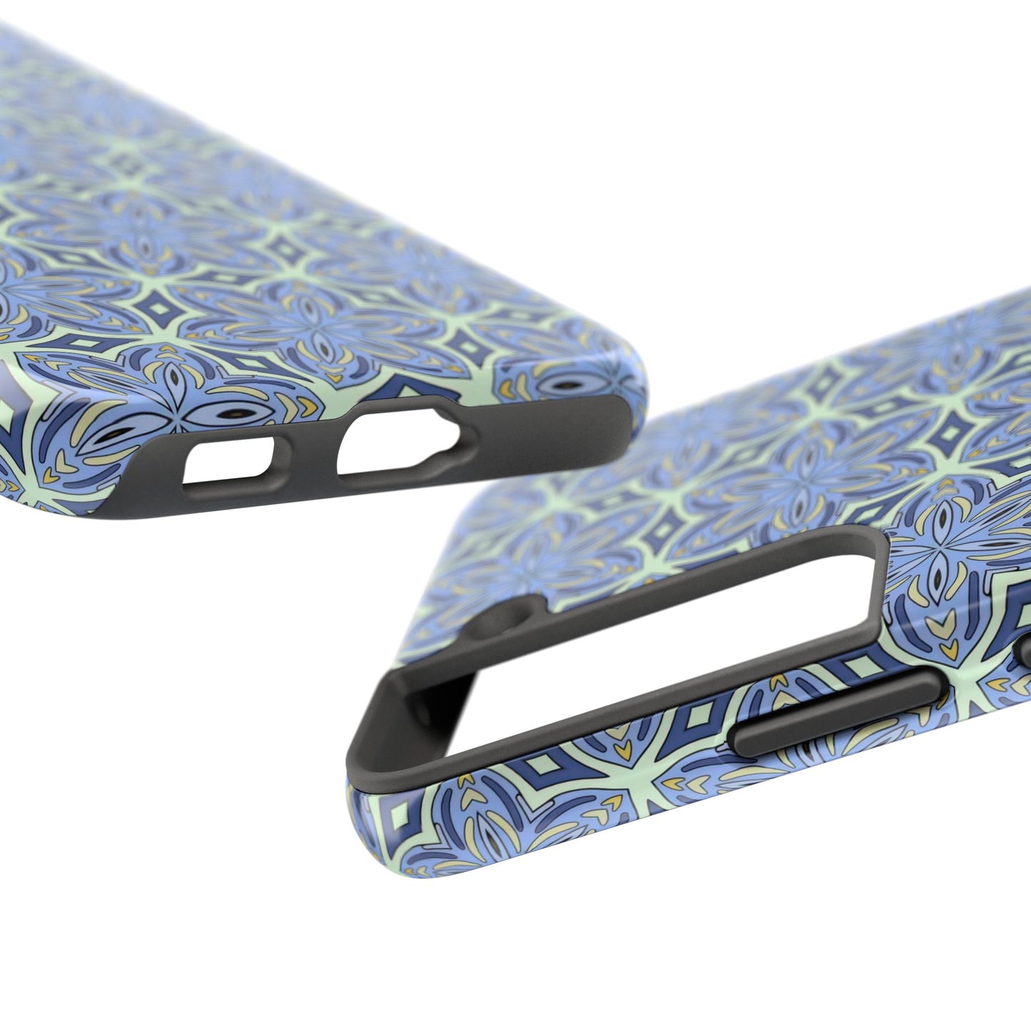 Pale Cornflower Blue and Yellow Phone Case – Geometric Floral Protective Cover for iPhone & Android Models