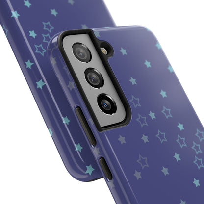 Blue Starfall Tough Phone Case – Celestial Blue Star Cover, Galaxy-Inspired Night Sky iPhone Accessory