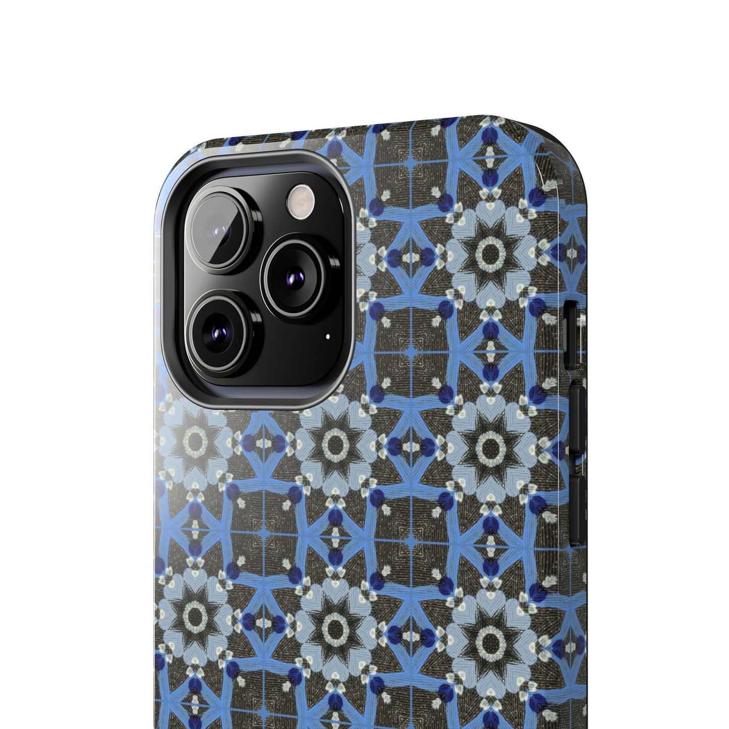 Blue Quilt Pattern Phone Case – Geometric Floral Protective Cover for iPhone & Android Models