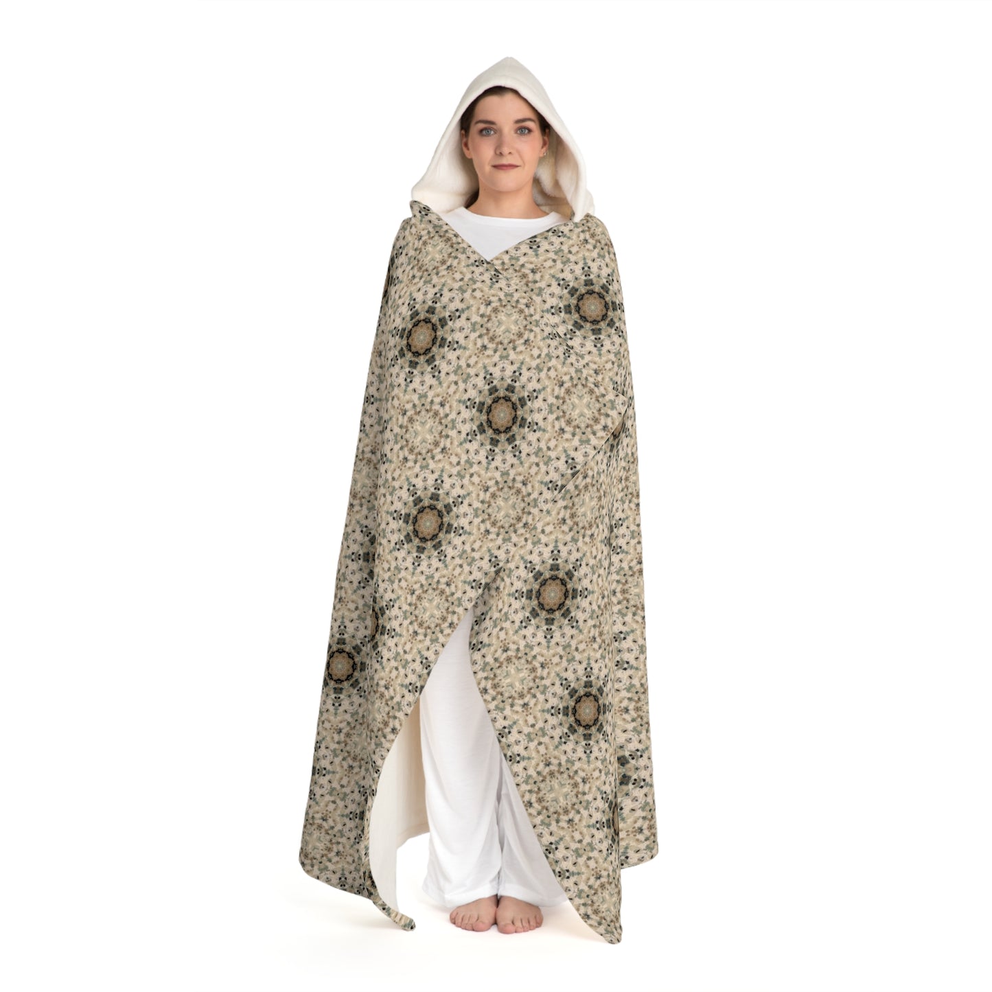 Desert Suns Hooded Blanket – Boho Fleece Wearable Throw, Southwestern Cozy Sherpa Gift