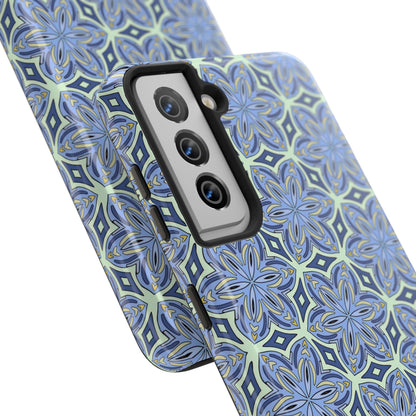 Pale Cornflower Blue and Yellow Phone Case – Geometric Floral Protective Cover for iPhone & Android Models