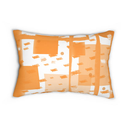 Abstract Orange Brushstroke Lumbar Pillow – Modern Artistic Throw Cushion with Painterly Geometric Design