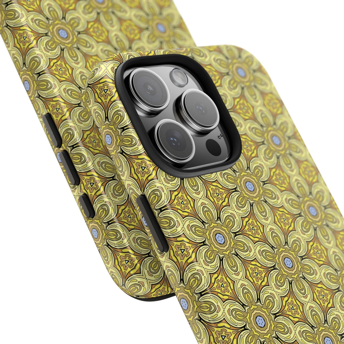 Retro Yellow Flowers Pattern Phone Case – Vibrant Geometric Floral Design for iPhone & Samsung