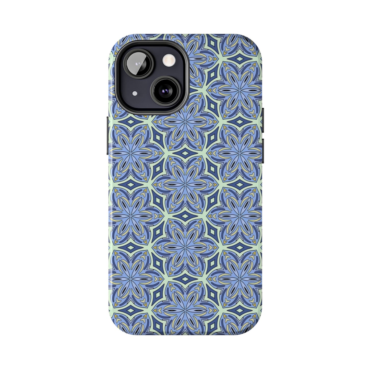 Pale Cornflower Blue and Yellow Phone Case – Geometric Floral Protective Cover for iPhone & Android Models